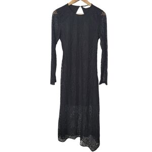 And Other Stories Black Lace Open Back Midi Dress NWT